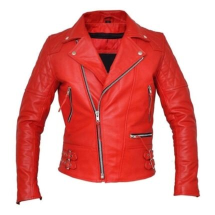 Red Brando Style Leather Jacket