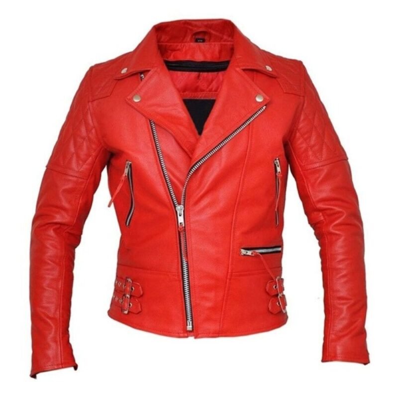Red Brando Style Leather Jacket